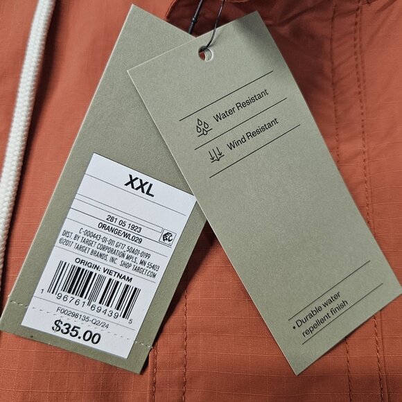 Goodfellow & Co Water Wind Resistant Full Zip Hooded Jacket Orange Mens Size XXL - Picture 3 of 10